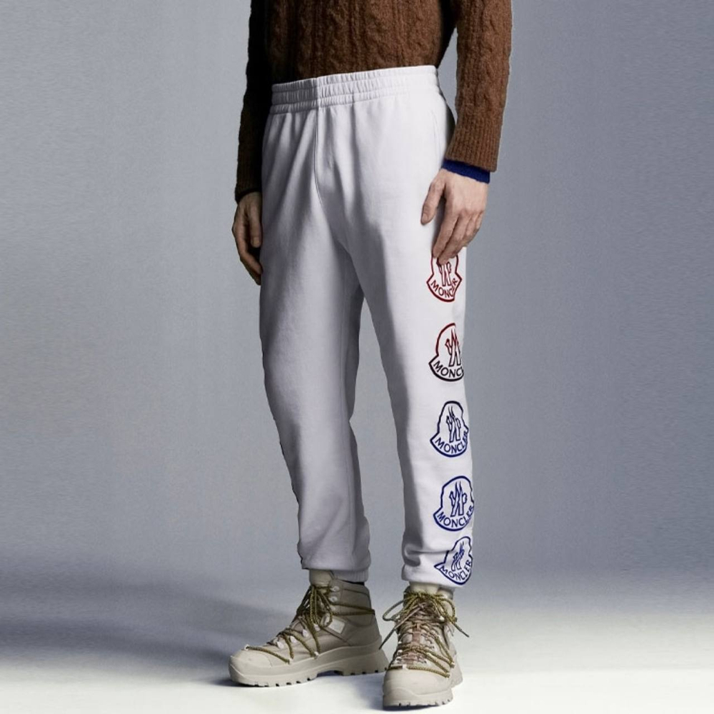 Спортивные штаны Moncler Logo-Flocked Zip Up