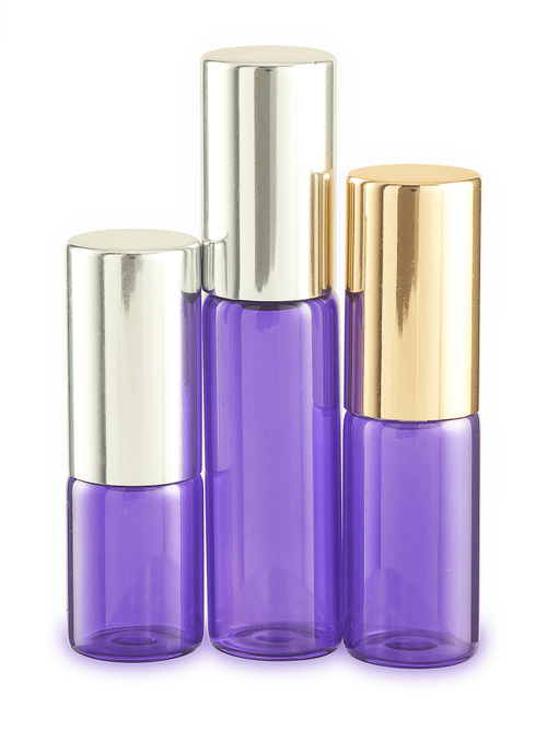 Стеклянные роллеры цветные с крышкой 1, 2, 3, 5 и 10 мл