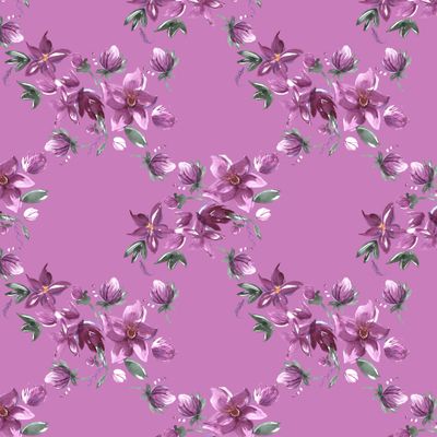 Яркие розовые цветы акварелью