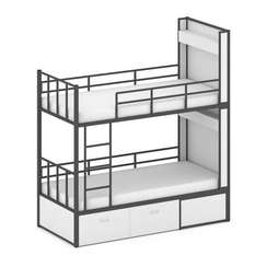 Overnight Кровать 2-х ярусная ON.K2-001 Белый/Металл Антрацит 2080*950*2260