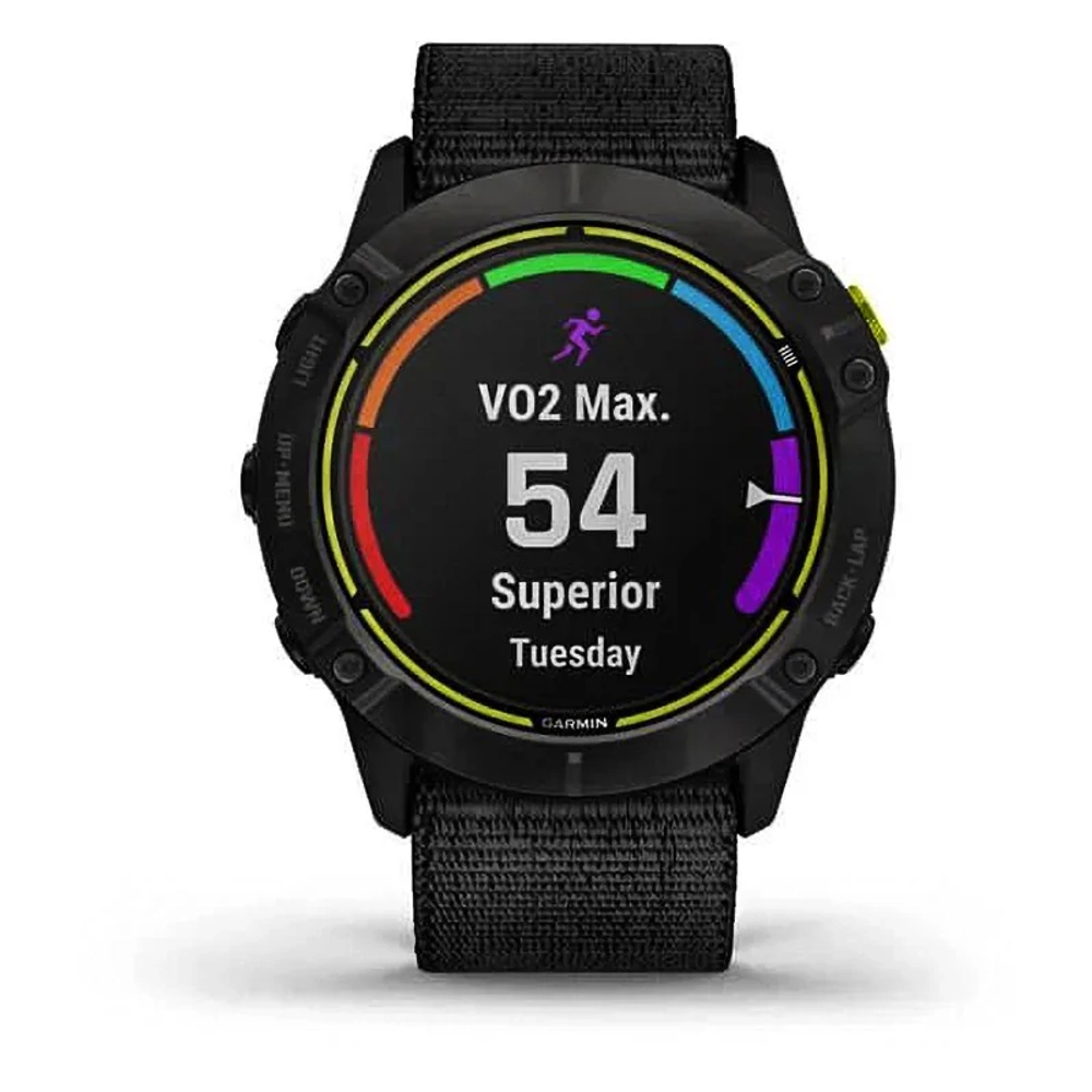Часы для экстремальных видов спорта Garmin Enduro титановый корпус с угольно-серым DLC-покрытием и черный нейлоновый ремешок UltraFit 010-02408-01