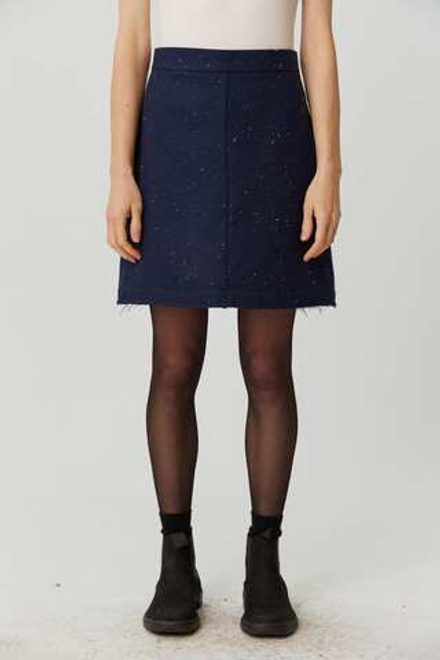 Мини-юбка из синей шерсти с вкраплениями