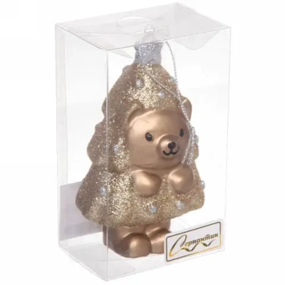 Ёлочная игрушка «Медвежонок-ёлочка» 7,5*5*12 см, шампань