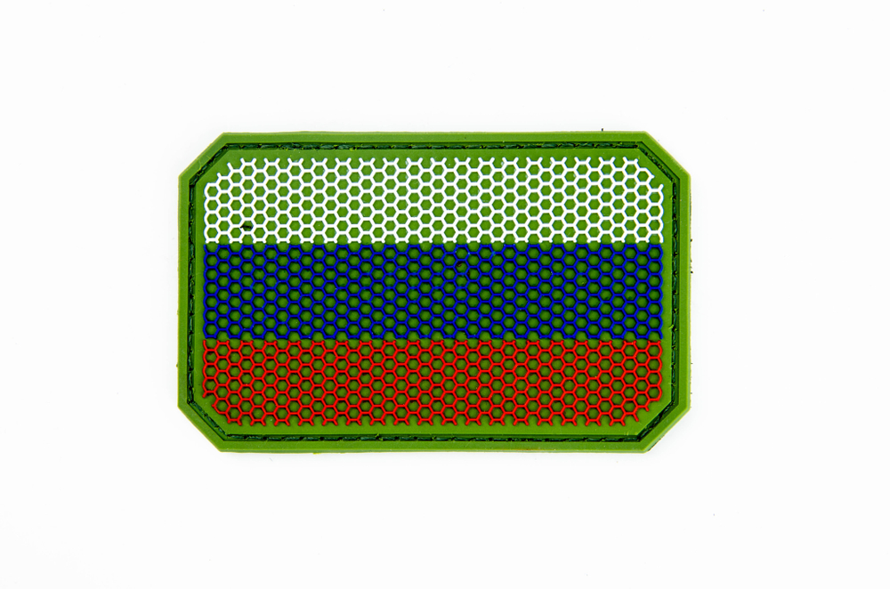 Шеврон Флаг России гекс большой PVC. Олива