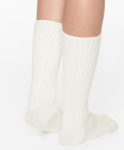Oysho Хлопковые высокие носки, белый