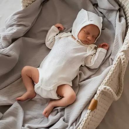 Боди с длинным рукавом "Молоко" из ажурного хлопка