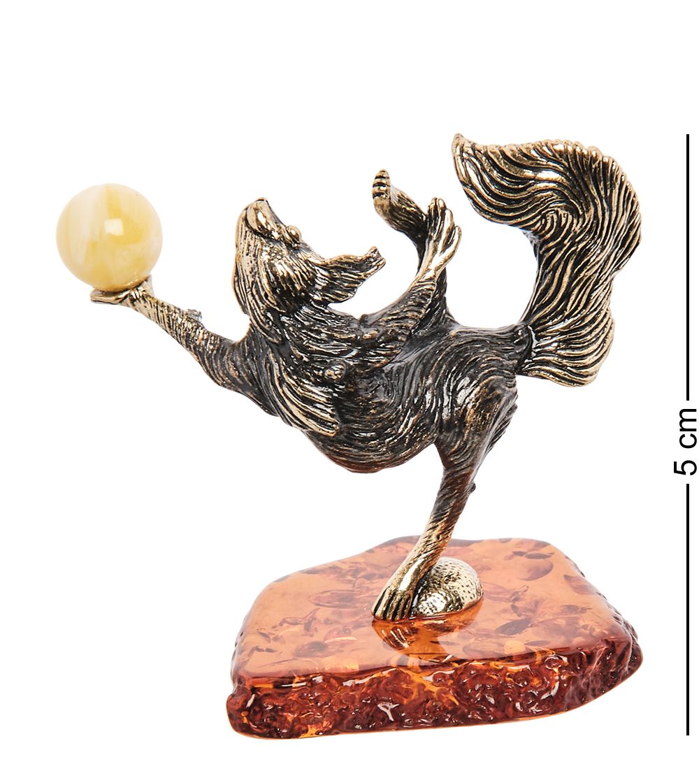 AM-1331 Фигурка «Белочка гимнастка» (латунь, янтарь)