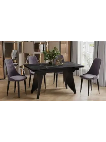 Стол кухонный Керамика черный мрамор 140(200)х85х78 см