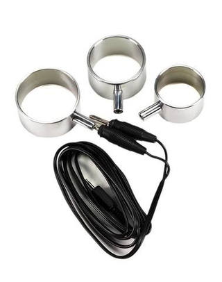 Железные электро-кольца для пениса, монополярные, 3 шт. Rimba Electro Set Aluminum Cock Rings, 3 Sizes Uni-Polar