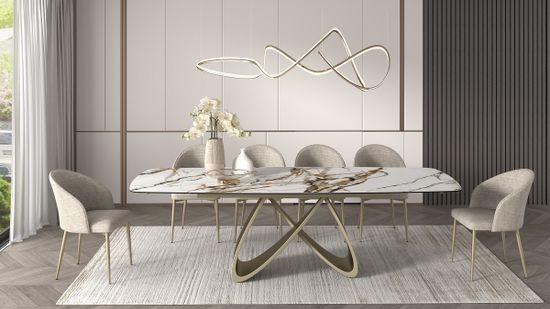 Стол PALACIO 180 GLOSS GRAND JADE,керамика на стекле/ Шампань