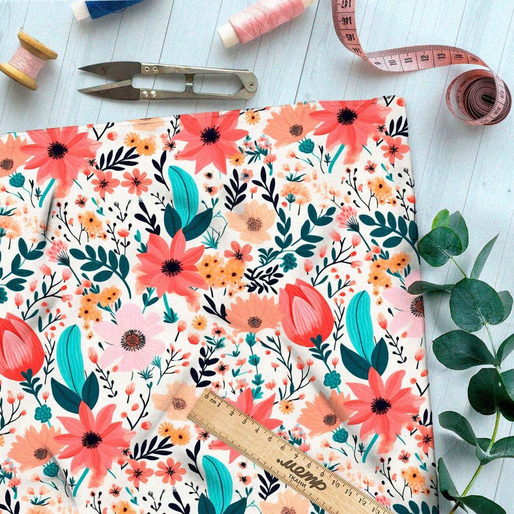 Ткань премиум флис цветочное настроение