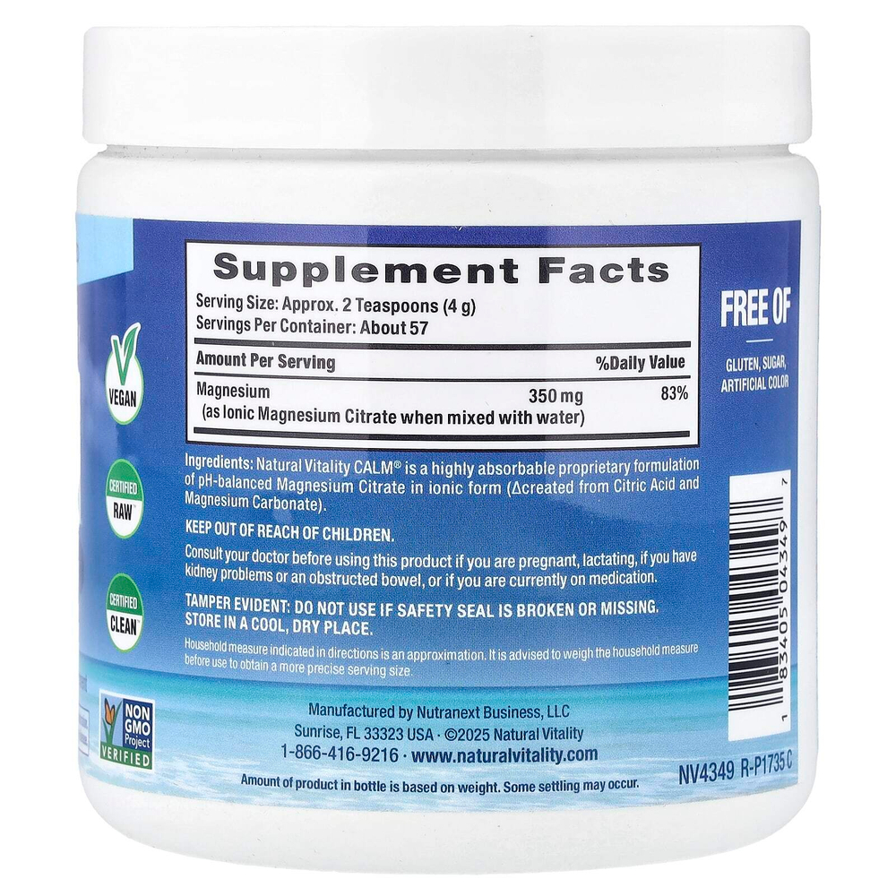 Natural Vitality, CALM®, смесь для приготовления расслабляющих напитков, оригинальный нейтральный вкус, 227 г (8 унций)