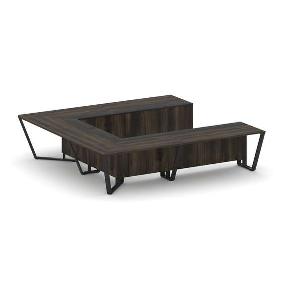 Steel Meet Стол переговорный П-образный KMK-PR.B.SP-11P Дуб Мали/Графит Глянец/Металл Черный 3200*32