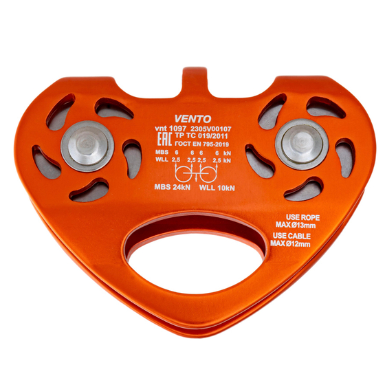 БЛОК-РОЛИК ПАРНЫЙ VENTO TANDEM ДЮРАЛЬ С ПОДШИПНИКОМ (CE, UIAA)