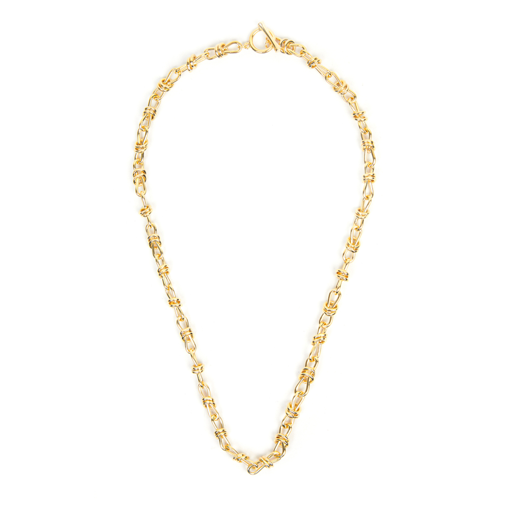 Колье золотая цепь, узелки бесконечность