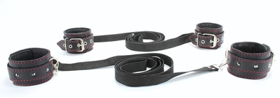 Черный бондажный набор с маленькими шипами (Цвет: черный)