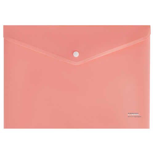 Папка-конверт на кнопке СТАММ "Акцент" А4, 180мкм, пластик, непрозрачная, коралловая ММ-31941