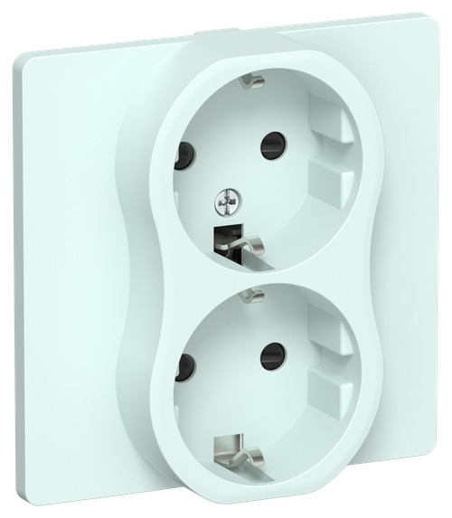 FLITE Розетка 2-местная с заземлением с защитными шторками безвинтовое крепление 16А РСш12-1-К-ФлХЛ холодный лед IEK