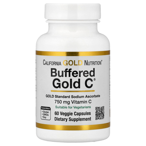 California Gold Nutrition, Buffered Gold C®, аскорбат натрия (витамин C) GOLD Standard, 60 растительных капсул