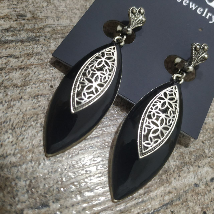 Серьги на англ.заст Bohemia Цветочки форма лист металл античный серебристый