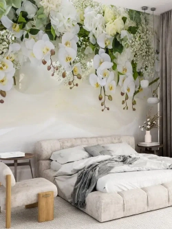 Auroom фотообои в спальню "Цветущие орхидеи" 300х270, флизелиновые, моющиеся, на кухню