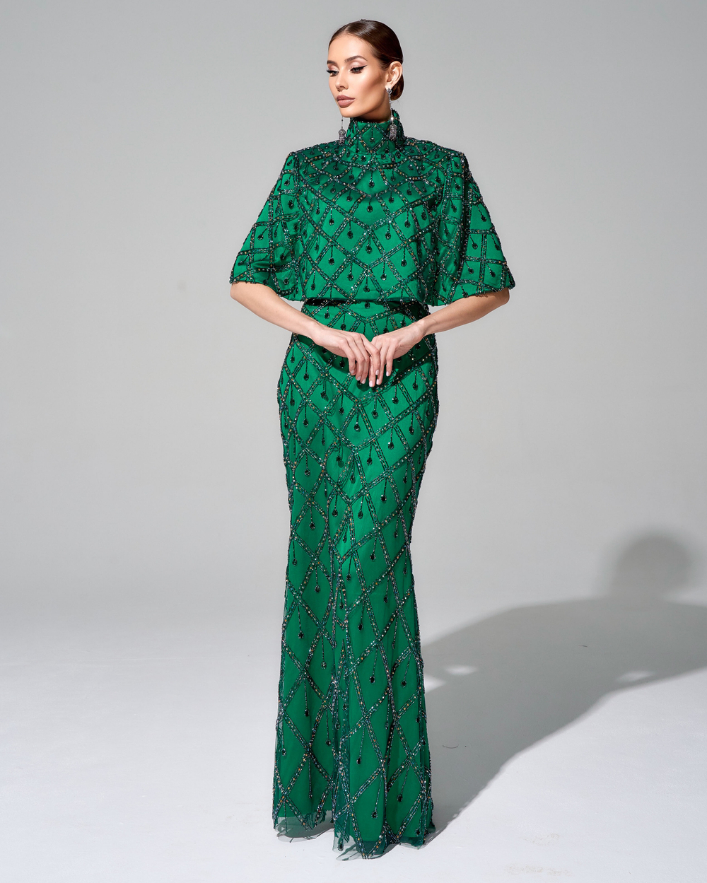 Юбка длины макси "Малахитовая шкатулка" с вышивкой ручной работы