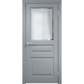 Межкомнатная дверь эмаль Дверцов Алькамо 3 цвет серый RAL 7047 остеклённая