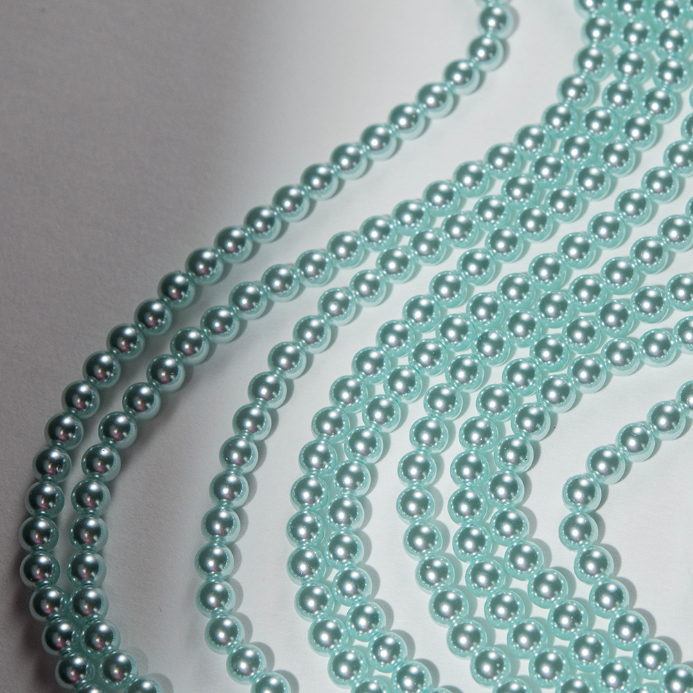 Хрустальный жемчуг, оттенок "Тиффани", шар 4,1мм, улучшенное покрытие