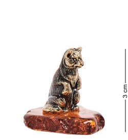 Народные промыслы AM-1496 Фигурка «Ласка» (латунь, янтарь)