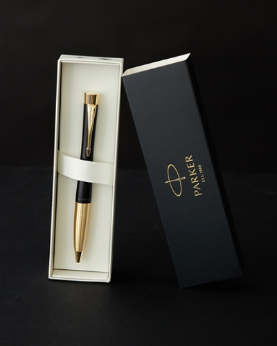 Набор с гравировкой: Ежедневник и шариковая ручка Parker Urban Black GT (черный с орнаментом)