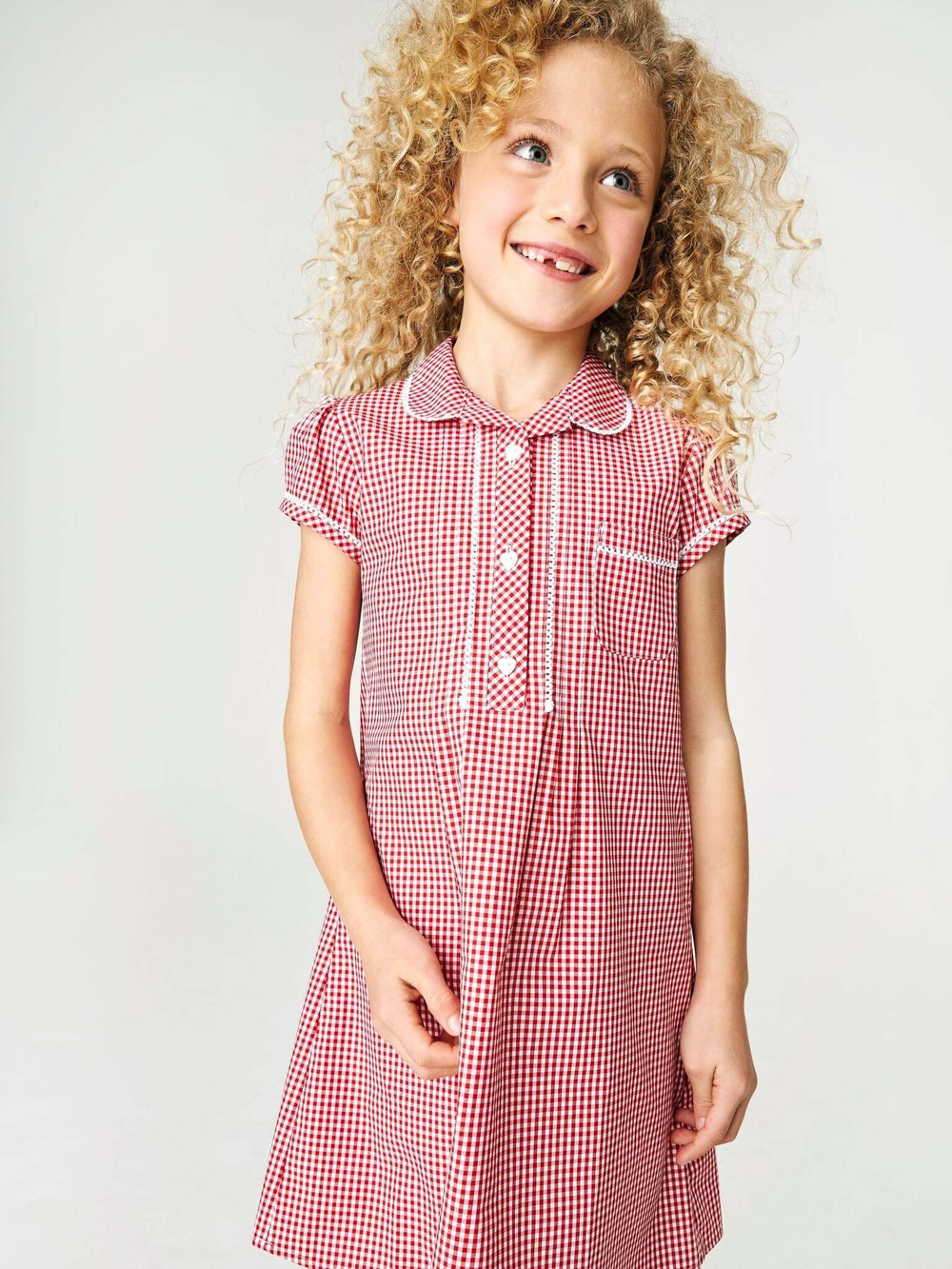Платье школьное для девочки Next 877-215, Красный, Белый