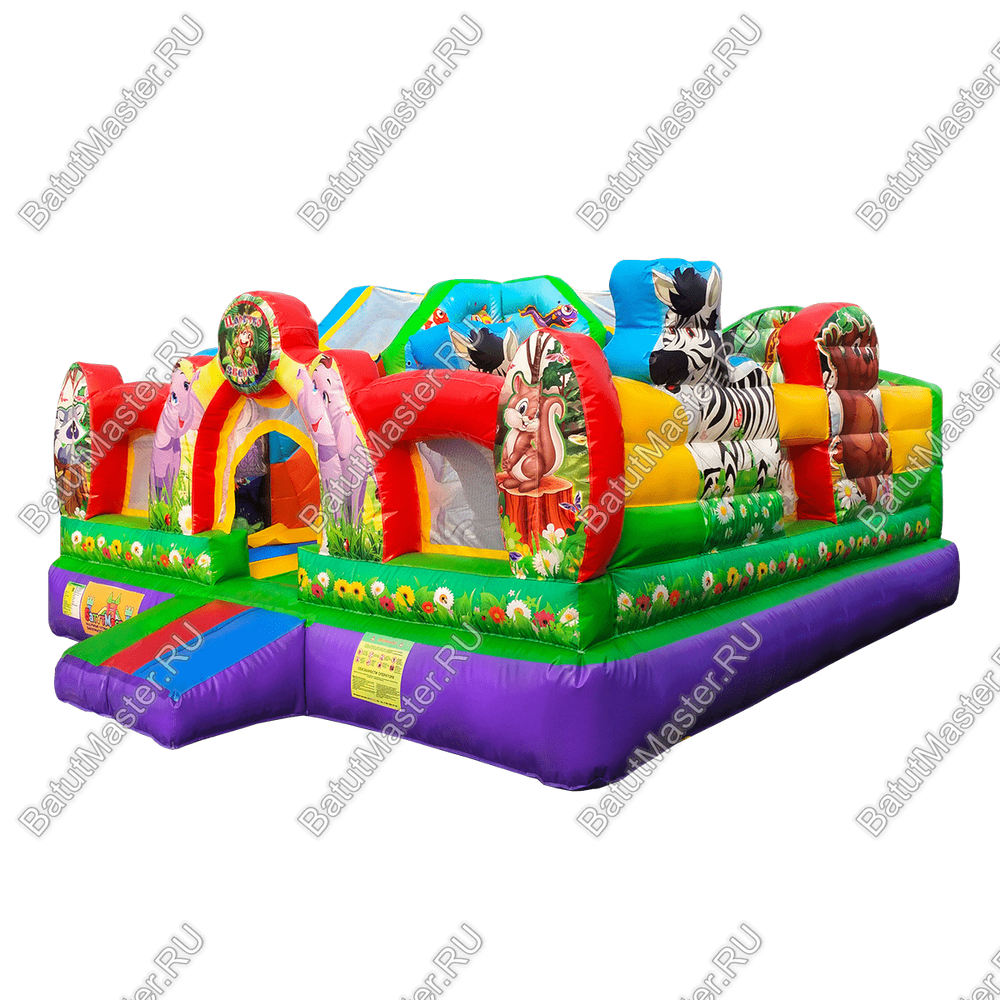 Коммерческий надувной батут "Царство зверей 3", 5x5x2.8 м