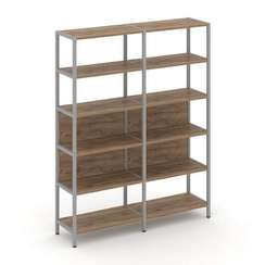 Shelf System Двухсекционный стеллаж пятиярусный SN.STM-521 Дуб Табак/Металл Серый 1590*400*1980