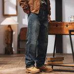 Ge Blue Deer американские ретро джинсовые брюки мужские осенние и зимние бархатные приливы свободные прямые повседневные длинные брюки