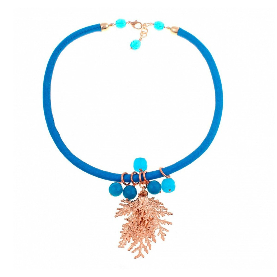 Колье лист Ester Bijoux Agata Oltremare and Cypress CL952-RG/BL BR