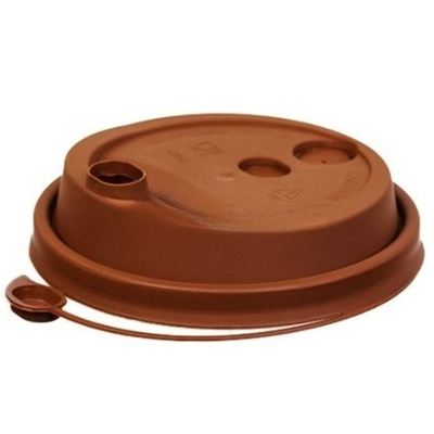 Крышка для стакана (d-80 мм) с питейником коричневая МАТОВАЯ ВЗЛП (50/1000 шт)3002кор