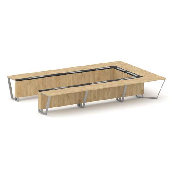 Steel Meet Стол переговорный П-образный KM-PR.B.SP-15P Тиквуд Светлый/Графит Глянец/Металл Серый 480