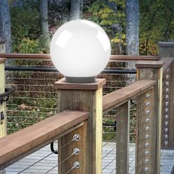 Садово-парковый светильник ЭРА НТУ 02-60-201 шар опаловый призма на опору / кронштейн IP44 Е27 max60Вт d200mm
