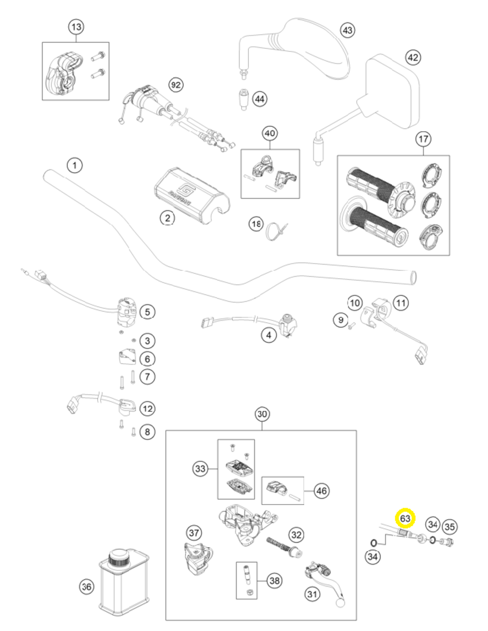 Гидролиния сцепления HQV, GASGAS Braktec EC-250/300/350F