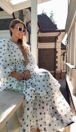 КОСТЮМ С ЮБКОЙ В ГОРОШЕК БЕЛЫЙ|ЧЕРНЫЙ