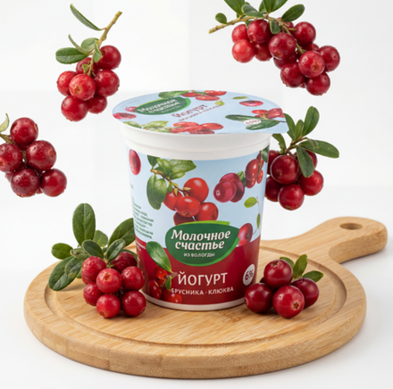 Йогурт фруктово-ягодный «Брусника-клюква» 6%, 200 гр