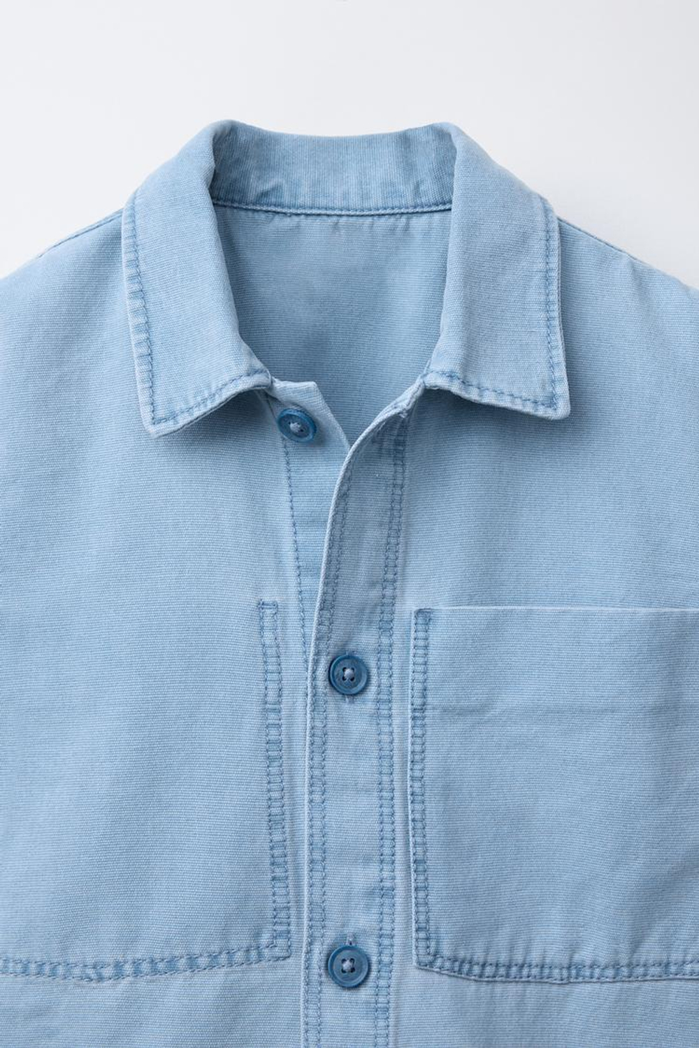 ZARA ХОЛЩОВАЯ КУРТКА-РУБАШКА, СИНИЙ