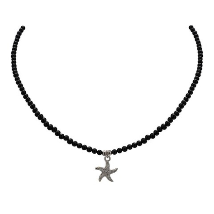 Чокер из Агата и подвески Морская звезда, silver