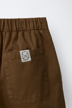 ZARA БРЮКИ BALLOON С ВЕРТИКАЛЬНЫМИ СТРЕЛКАМИ, СВЕТЛО-КОРИЧНЕВЫЙ