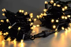 Светодиодная нить 100 теплых белых LED ламп, 10 м., 220В, статика, черный резиновый провод 2,3 мм., Teamprof (TPF-S10C-220V-SRB/WW)