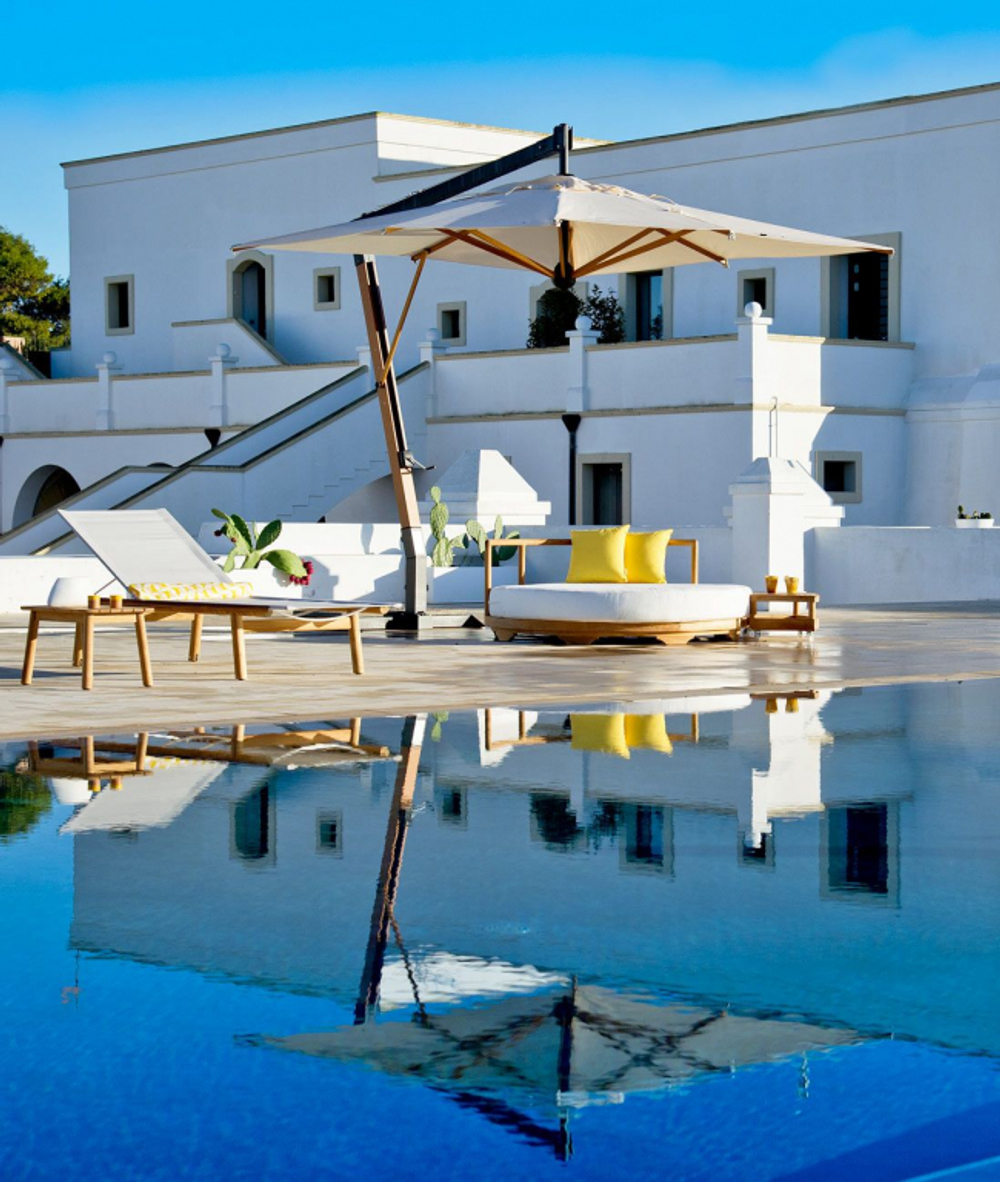 Зонт профессиональный 3х4 м Scolaro Palladio Braccio, имитация ироко, слоновая кость