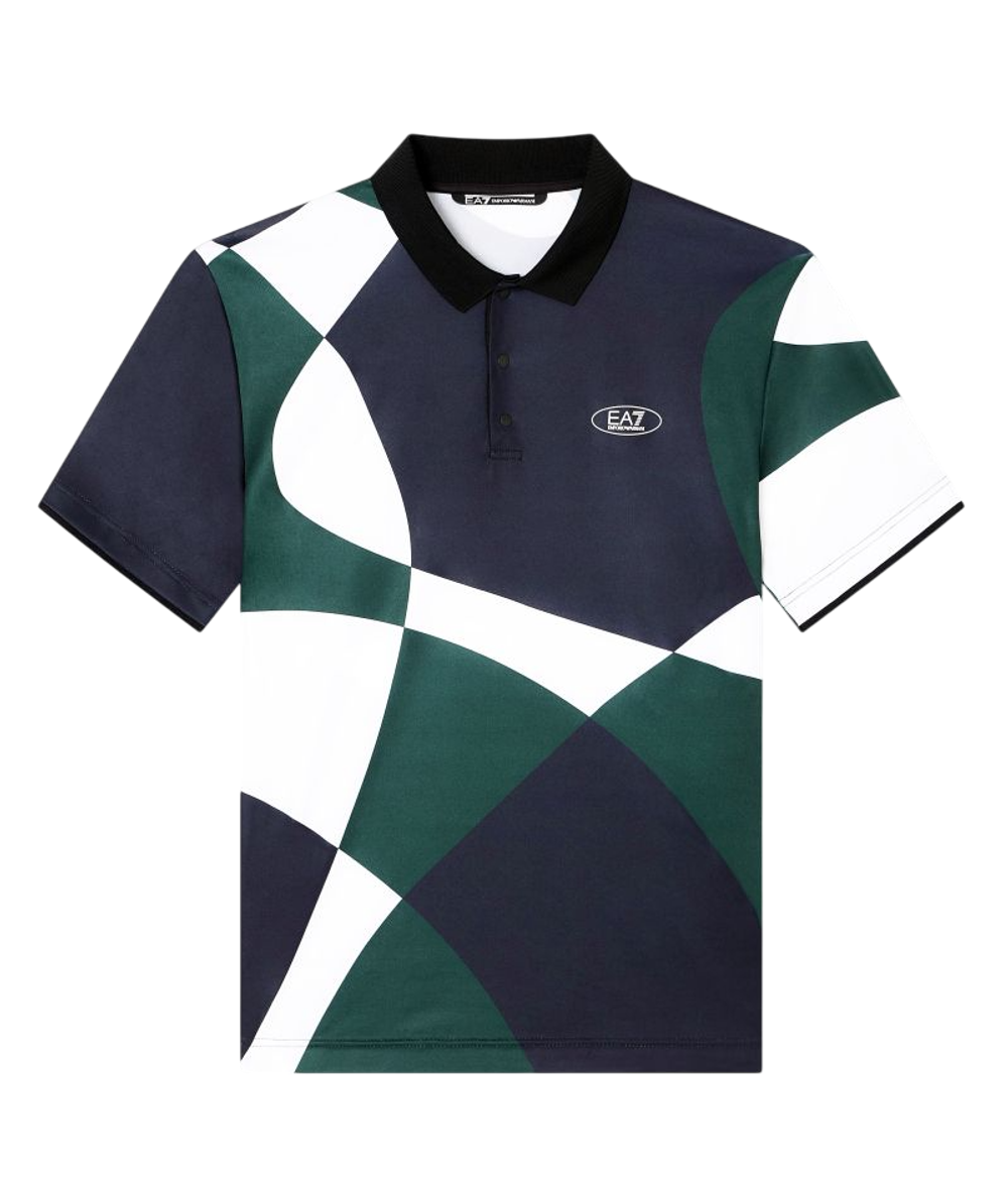 Мужское теннисное поло EA7 Pro Printed - fancy blue dinamico