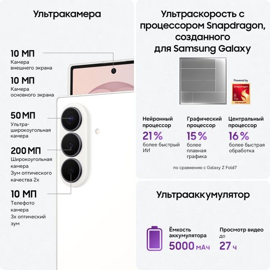 Смартфон Samsung Galaxy Z Fold8 Ultra 12/256 Гб Кремовый