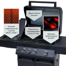 Газовый гриль Primeliner G-class 3B, 4 горелки (c ИК-горелкой), чёрный (комплектация Deluxe)