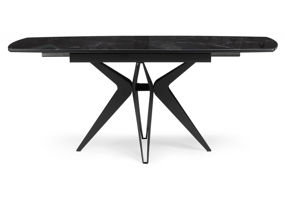 Стол стеклянный Woodville Риполь 140(180)х80 черный мрамор, черный, ножки черные